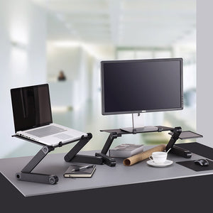 Adjustable Aluminum Laptop Desk Stand With Mouse Pad