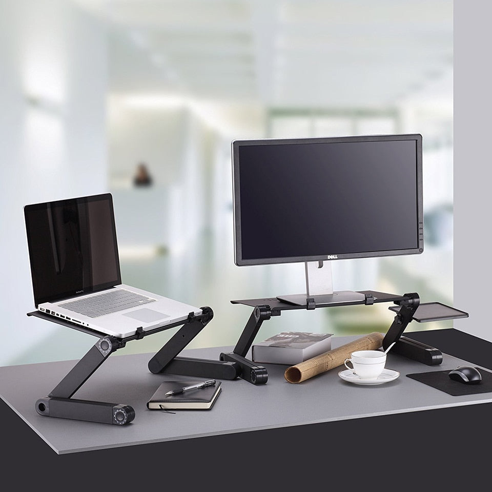 Adjustable Aluminum Laptop Desk Stand With Mouse Pad
