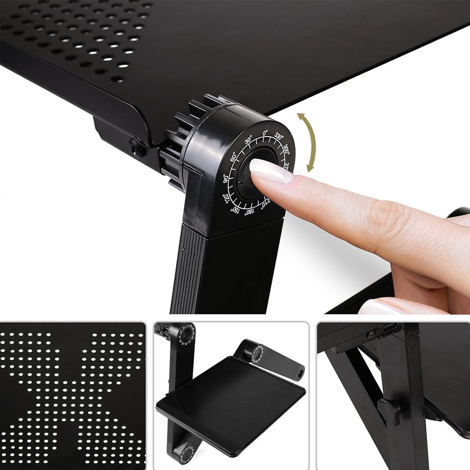 Adjustable Aluminum Laptop Desk Stand With Mouse Pad