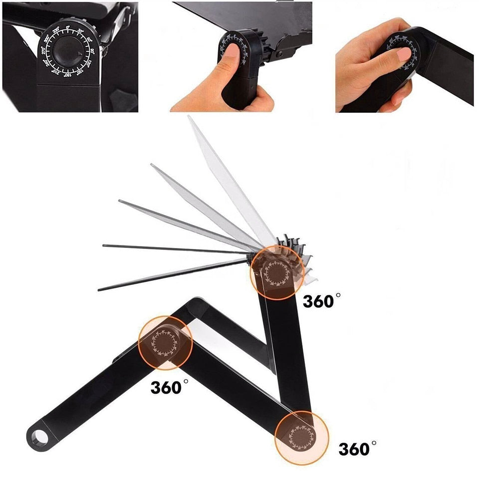 Adjustable Aluminum Laptop Desk Stand With Mouse Pad