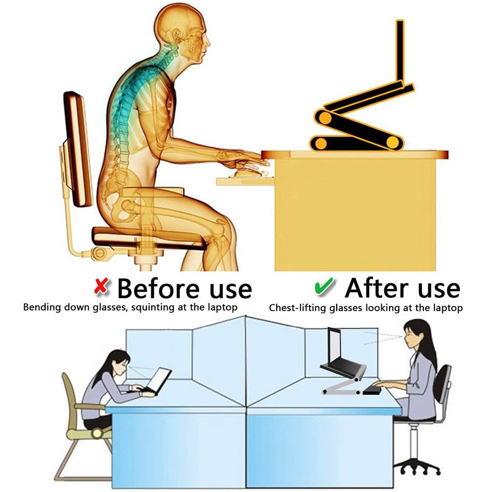 Adjustable Aluminum Laptop Desk Stand With Mouse Pad