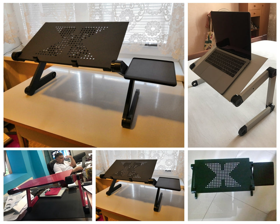 Adjustable Aluminum Laptop Desk Stand With Mouse Pad