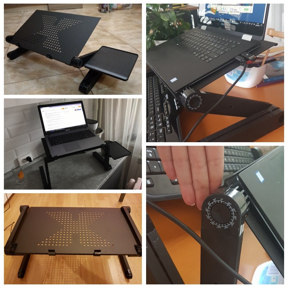 Adjustable Aluminum Laptop Desk Stand With Mouse Pad