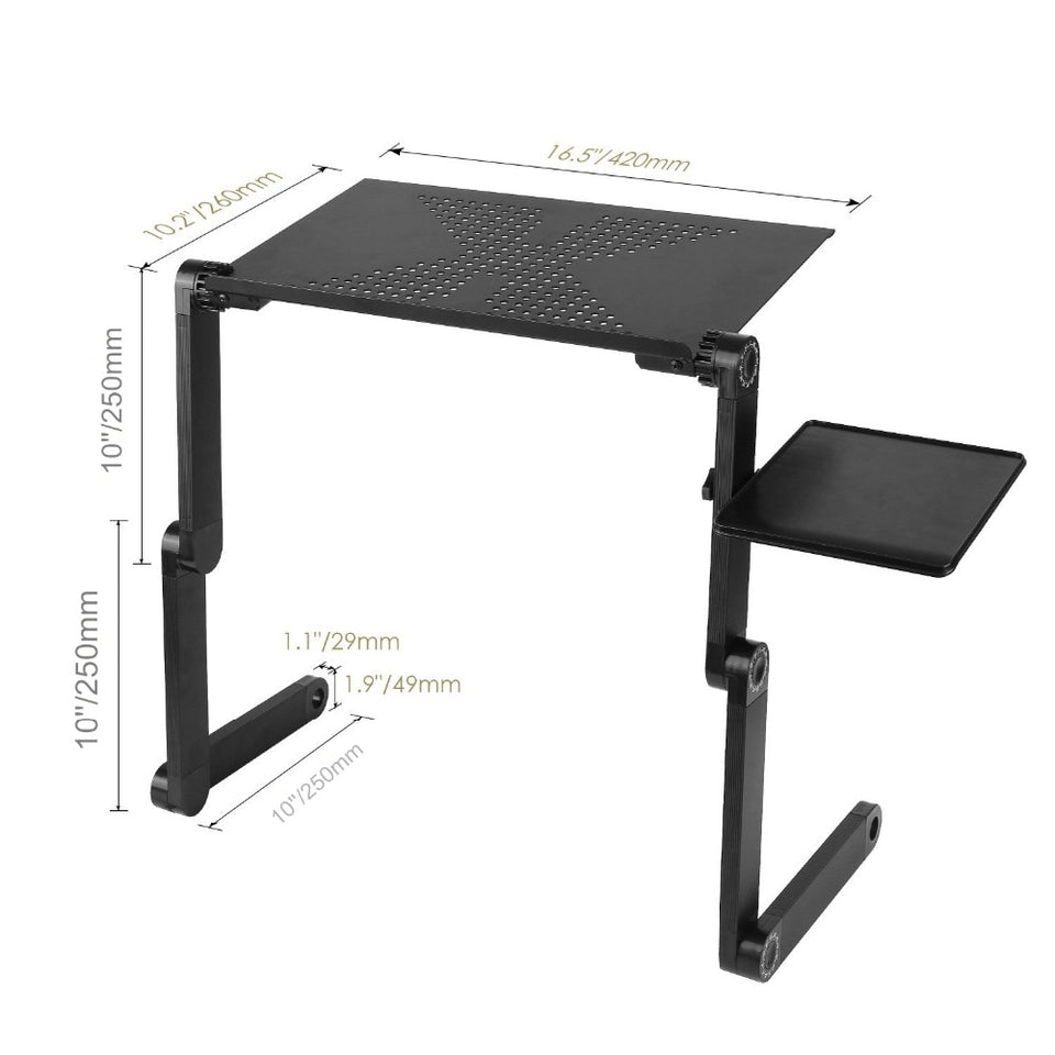 Adjustable Aluminum Laptop Desk Stand With Mouse Pad